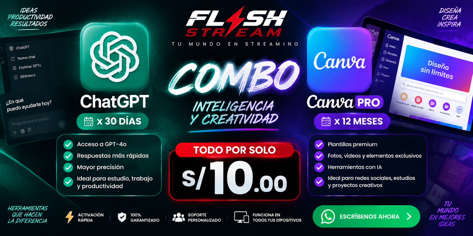 COMBO CHATGPT X 30 DIAS + CANVA X 12 MESES